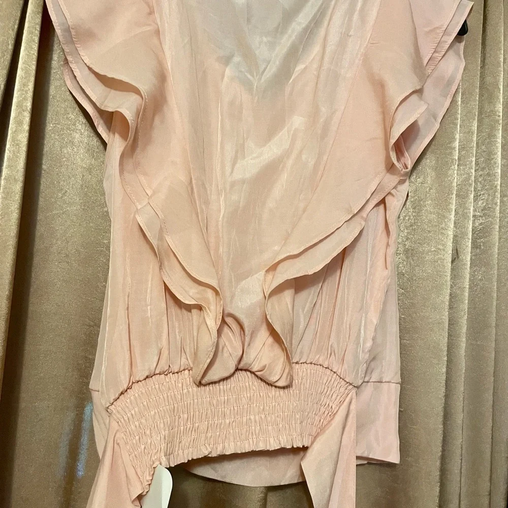 Chicwish Bowknot Waist Sleeveless Ruffle Crop Top Peach Pink NWT Small - Picture 5 of 5